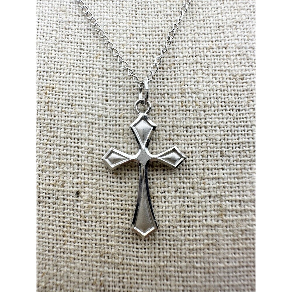 Vintage Marvel Sterling Silver Cross Pendant Chain Necklace 18” Religious